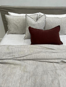 Grey pinstripe Linen Quilt Cover