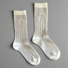 Load image into Gallery viewer, Merino Wool Sand &amp; Cream Socks