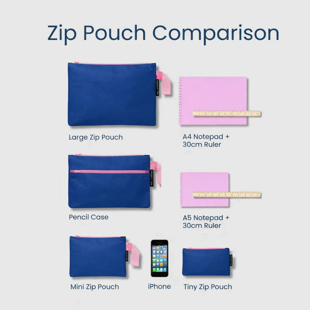 Clear Zip Pouch Bundle (x3 sizes) – Blue