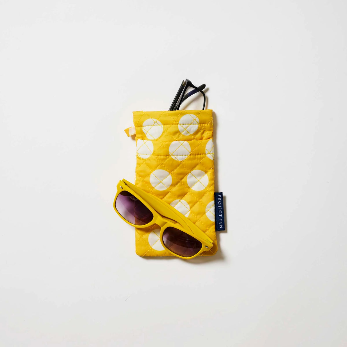 Double Glasses Case – Yellow Polka Dot