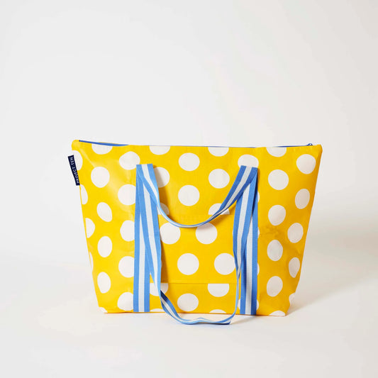 Zip Medium Tote – Yellow Polka Dot