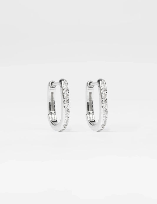 Earrings Mini Square Hoop Crystal Earrings