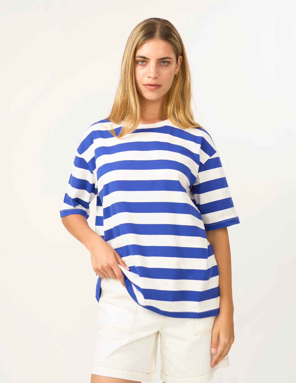 Abby T-Shirt - Cobalt and White Stripe