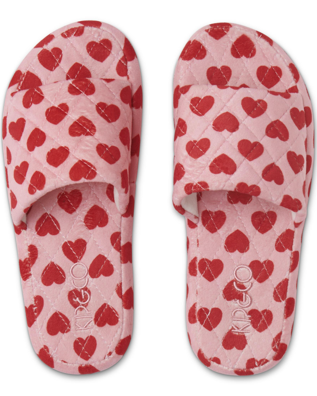 I Heart You Quilted Velvet Slippers