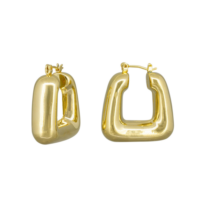 Gold Square Bubble Hoops