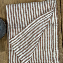 Load image into Gallery viewer, Rust Stripe Linen Tea Towel