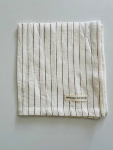 Pure French Linen Tea Towel (Toffee Pinstripes)