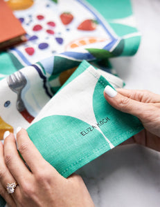 Lemon Tart & Blueberries Linen Tea Towel