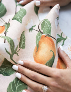 Peaches Linen Tea Towel