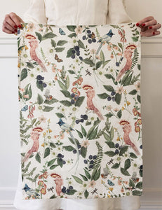 Pink Cockatoo Linen Tea Towel