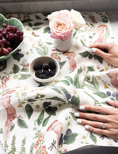 Pink Cockatoo Linen Tea Towel