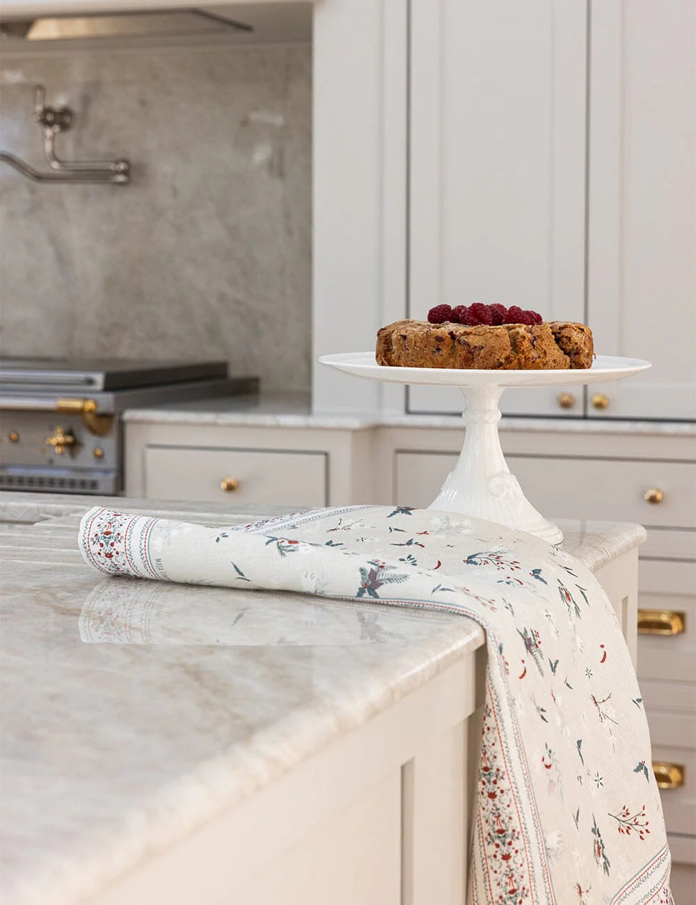 Heirloom Christmas Holly Linen Tea Towel