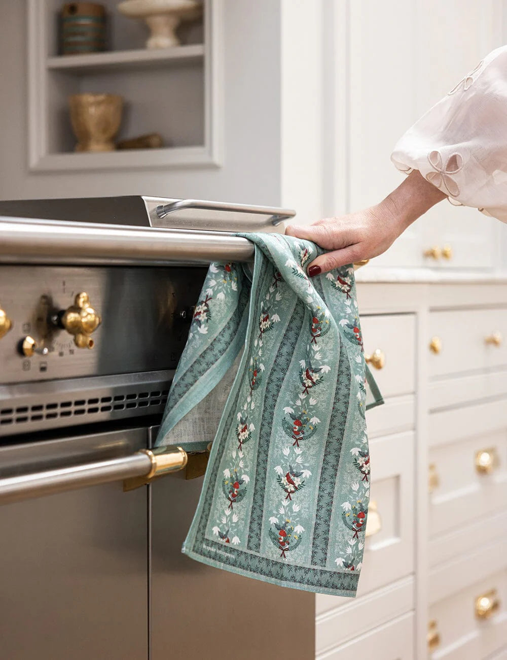 Christmas Songbirds Linen Tea Towel