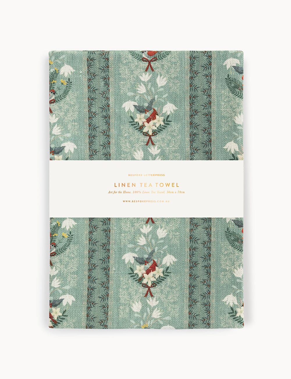 Christmas Songbirds Linen Tea Towel