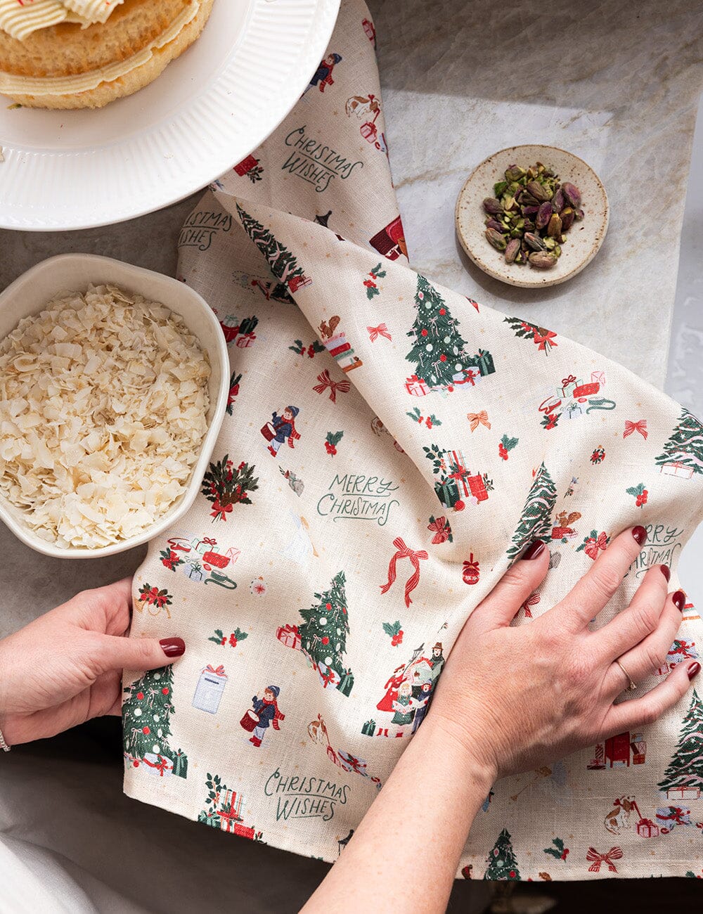 Season of Joy Linen Tea Towel