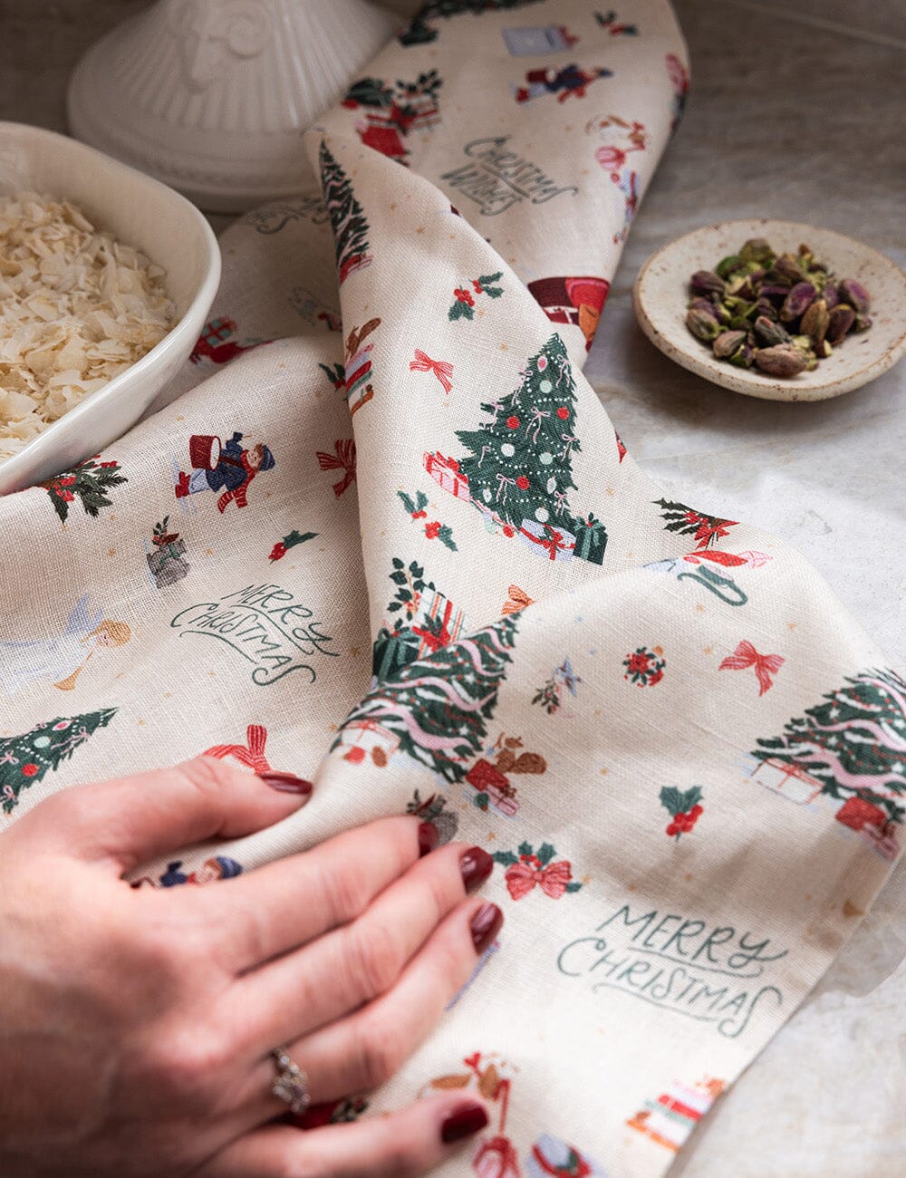 Season of Joy Linen Tea Towel