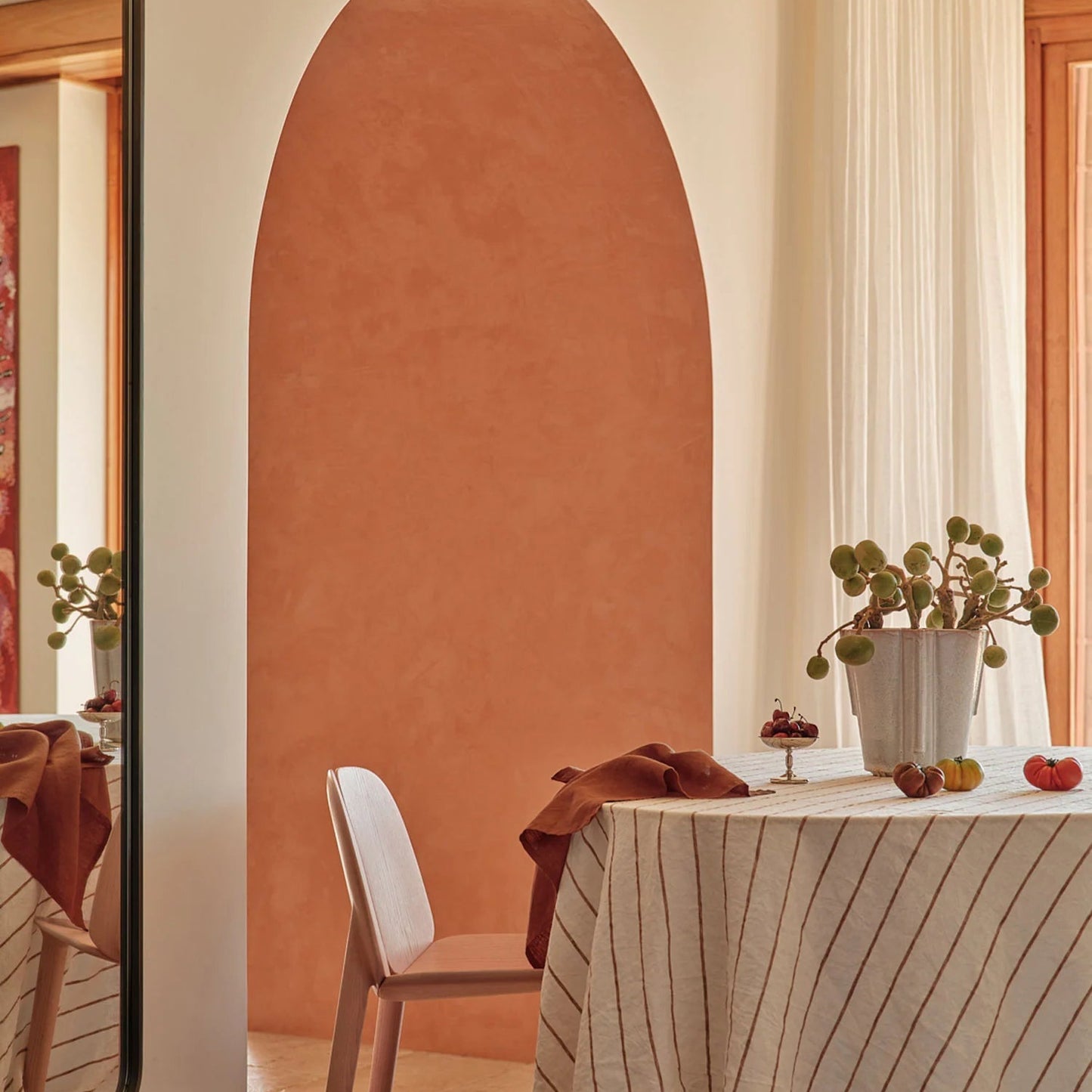 Tobacco Stripes Linen Tablecloth