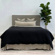 Load image into Gallery viewer, Black pinstripe Reversible Linen Quilt Cover