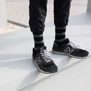 Merino Wool Black & Grey Stripe Socks