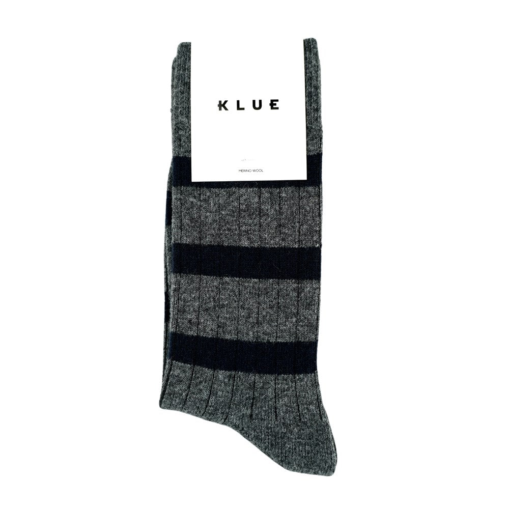 Merino Wool Grey & Navy Stripe Socks