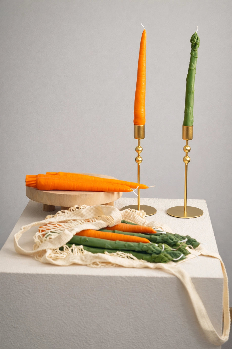 Carrot & Asparagus Taper Dinner Candle - 2 pieces