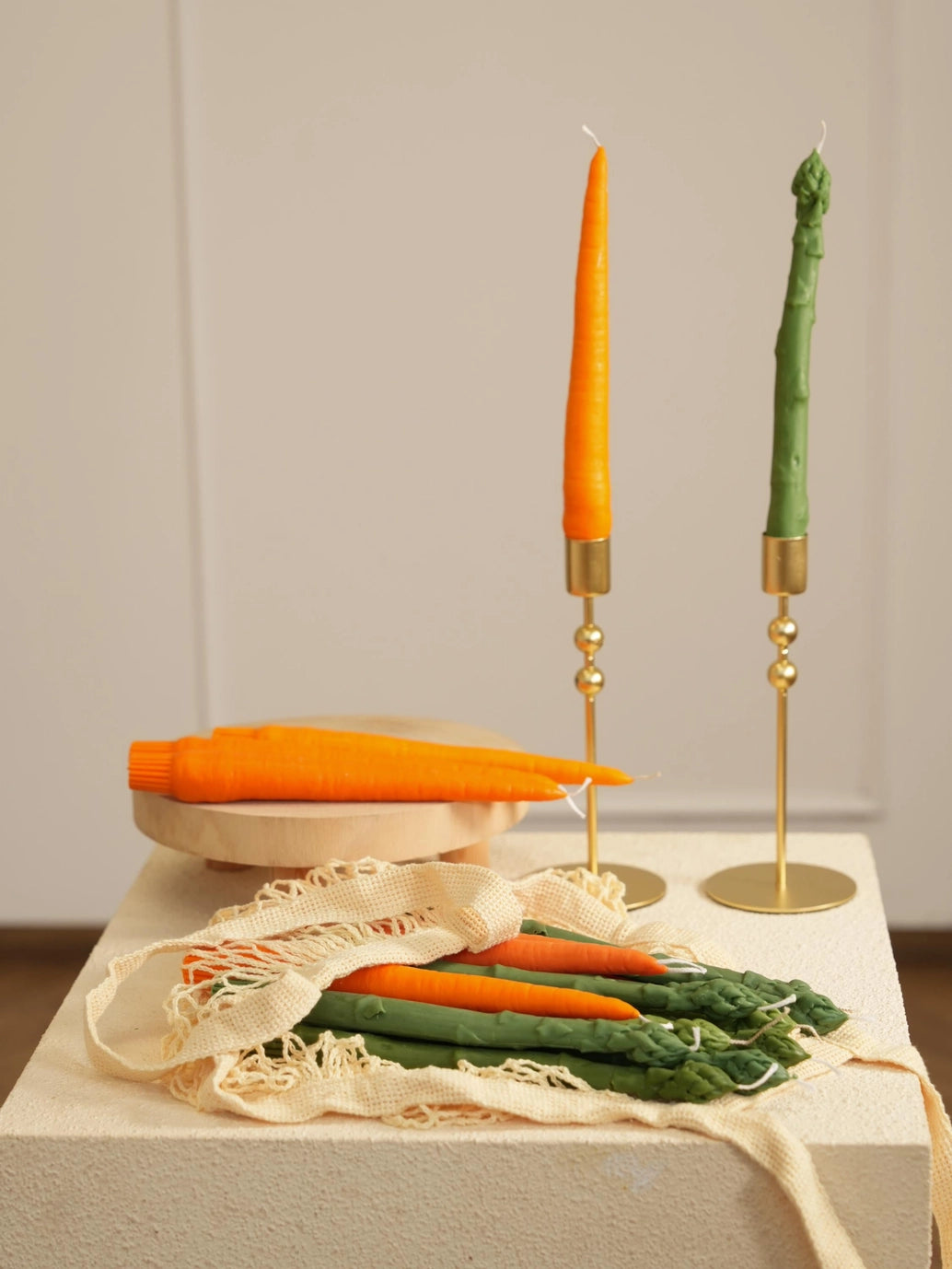 Carrot & Asparagus Taper Dinner Candle - 2 pieces
