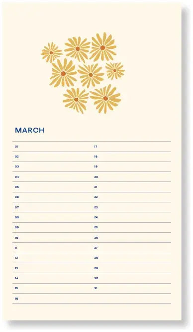Birthday Calendar - Sun Pink