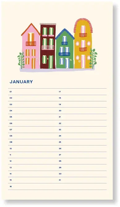 Birthday Calendar - Sun Pink