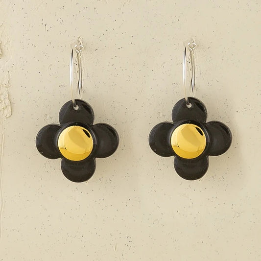 Flower Earrings Black