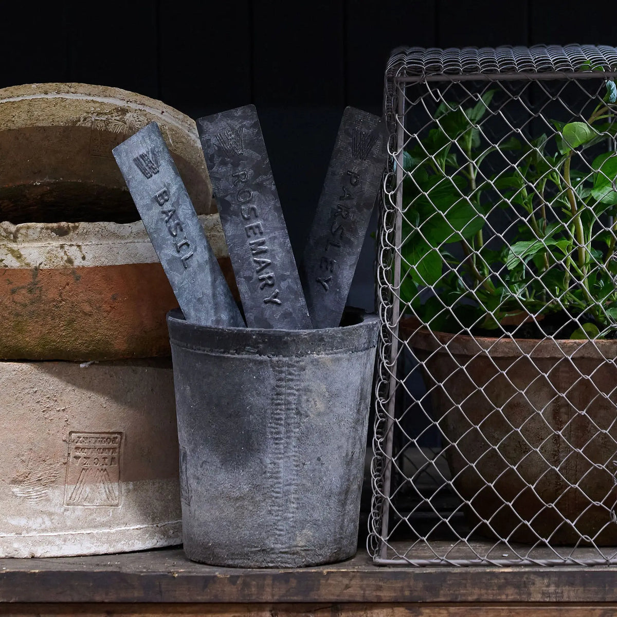 Pressed Tin Herb Stakes - set of 5