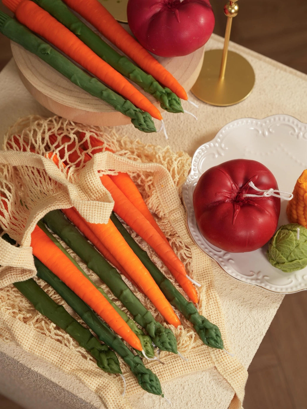 Carrot & Asparagus Taper Dinner Candle - 2 pieces