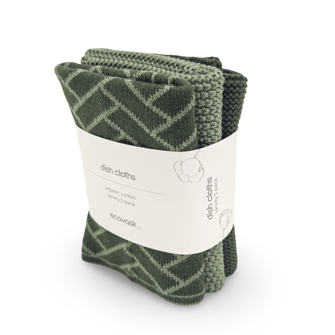 Dishcloth 3pk Variety Forest Herringbone