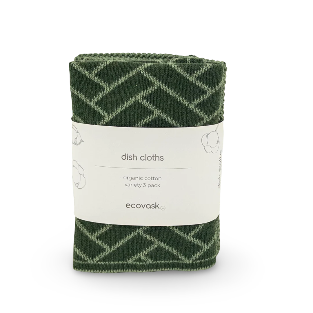 Dishcloth 3pk Variety Forest Herringbone