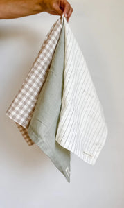 Pure French Linen Tea Towel (Gingham)