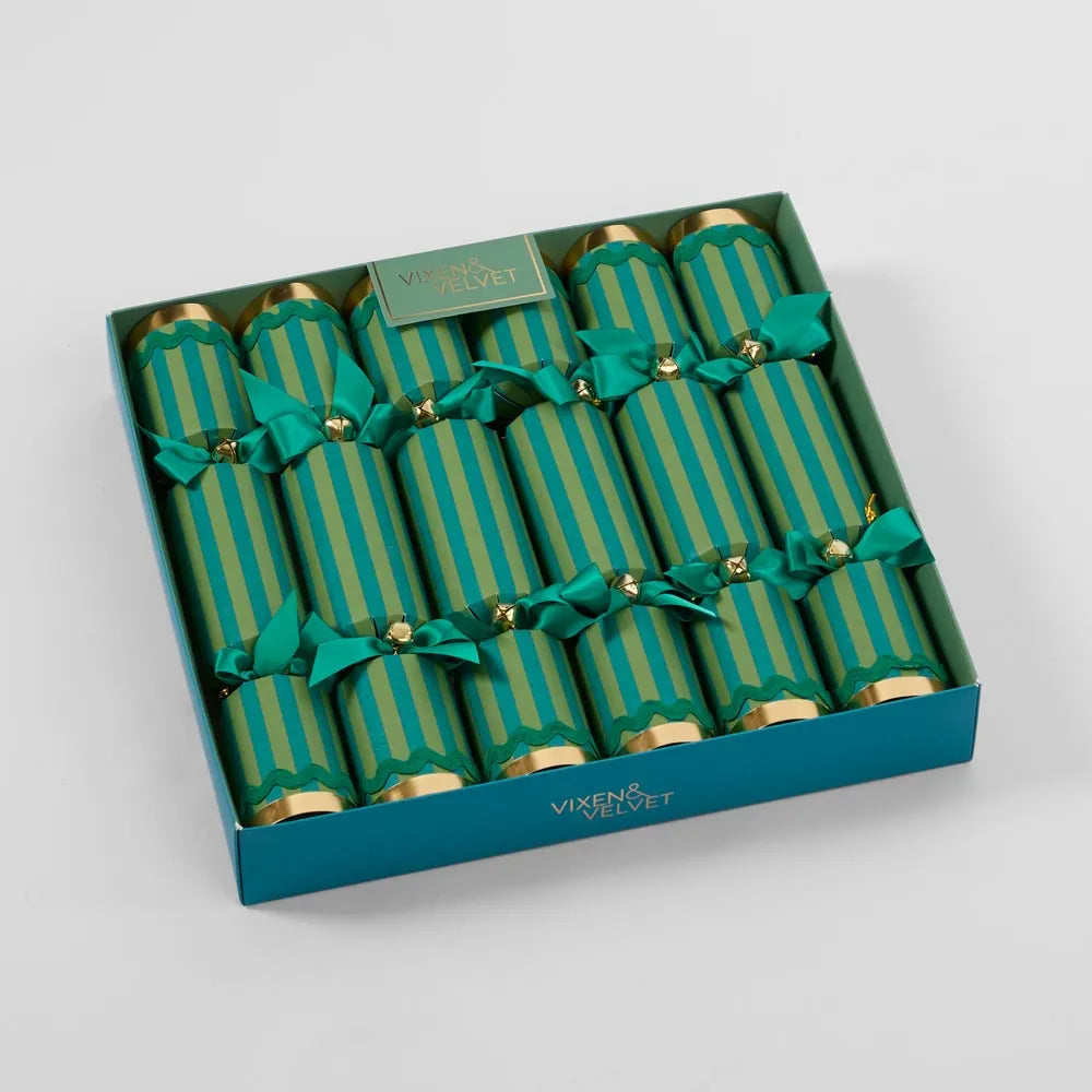 Verdant Green Striped Christmas Cracker