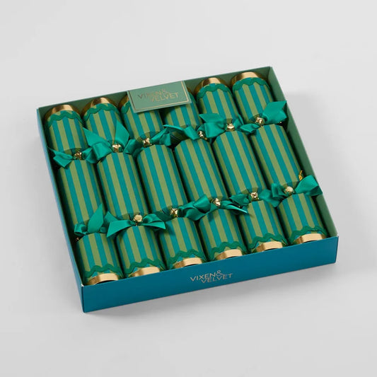 Verdant Green Striped Christmas Cracker