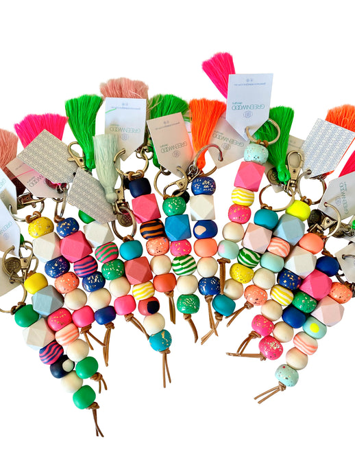 Bright coloured wooden Keychain