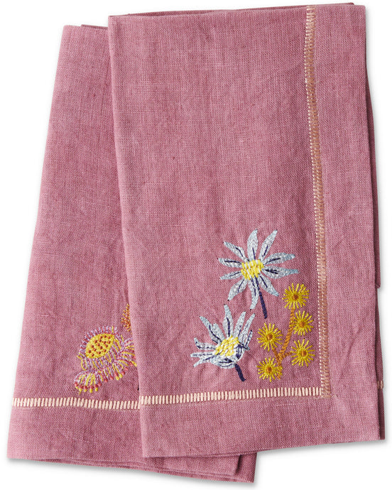 Bush Native Embroidered Linen Napkin Set