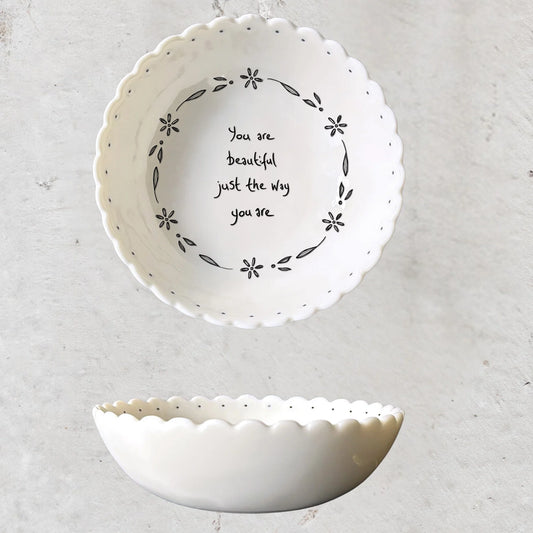 Porcelain Scallop Bowls - You are Beautiful
