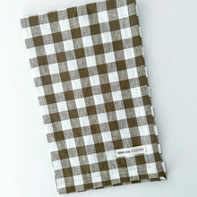 Load image into Gallery viewer, Pure French Linen Tea Towel (Olive Gingham)