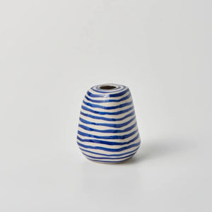 Facet Vase Medium Blue Lines