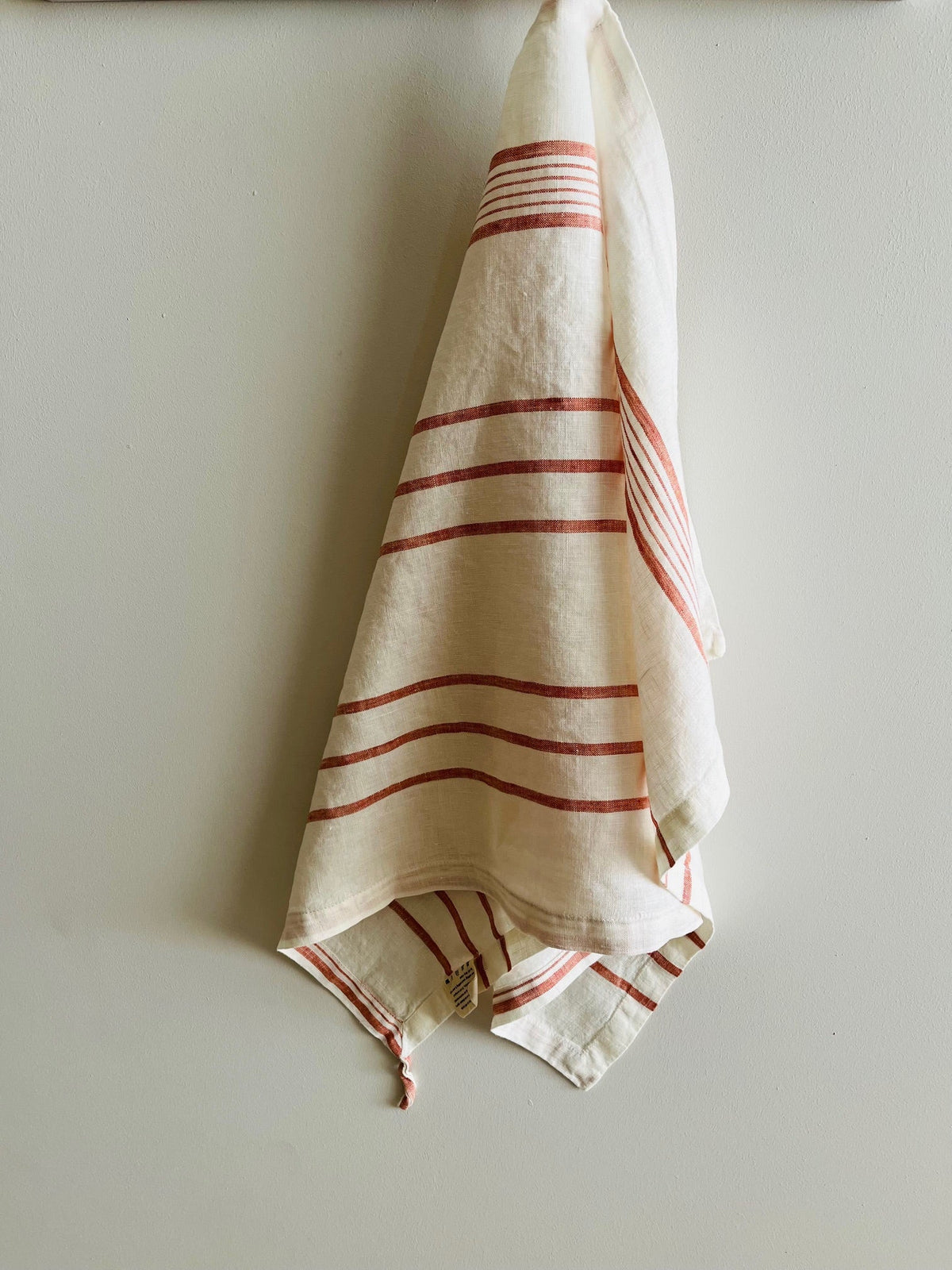 Pure French Linen Tea Towel  - Rust Stripe