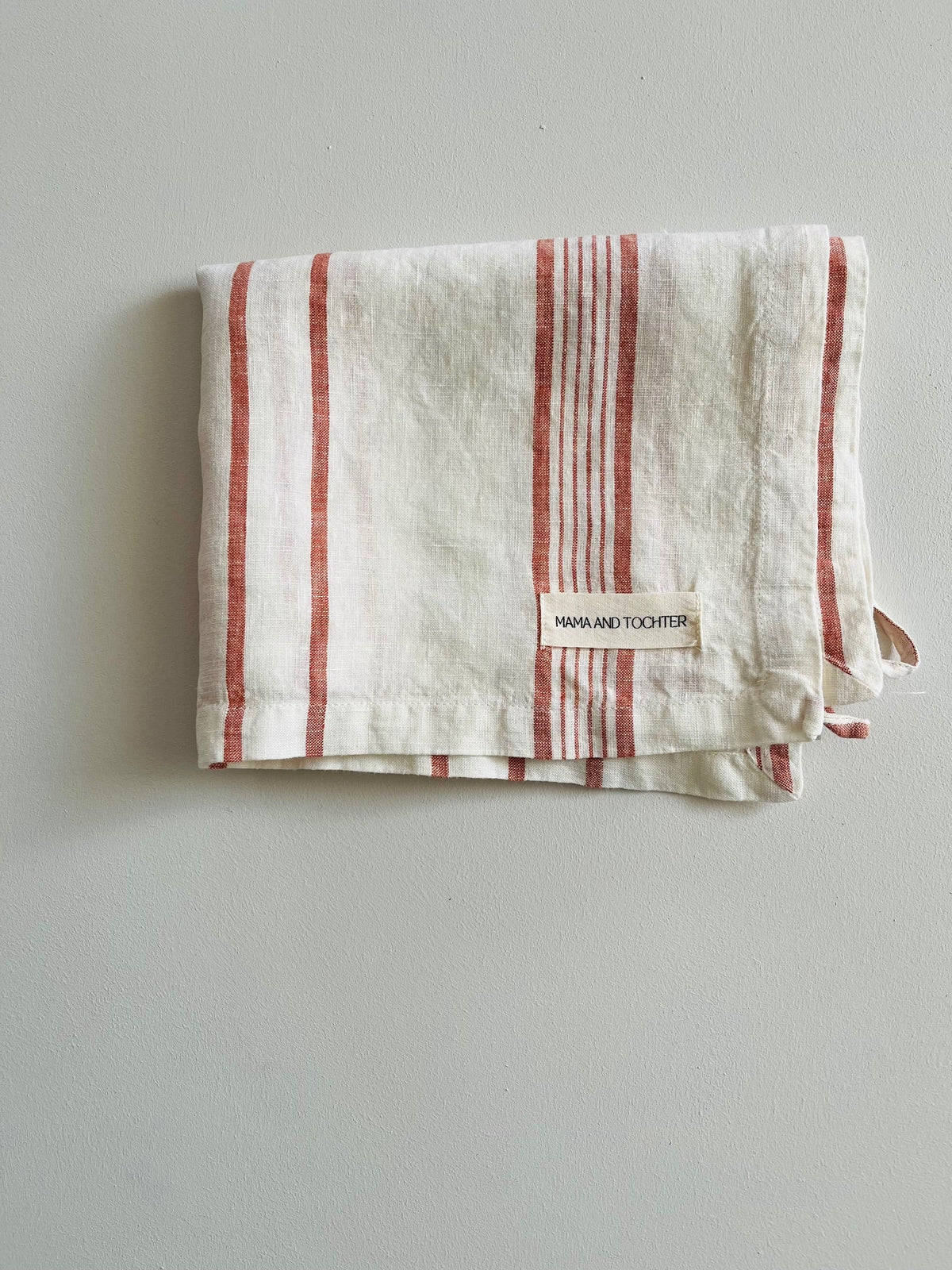 Pure French Linen Tea Towel  - Rust Stripe