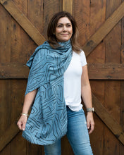 Load image into Gallery viewer, Blue &amp; Black Print Scarf