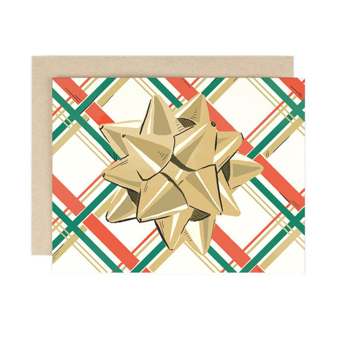 Plaid Bow Christmas Card