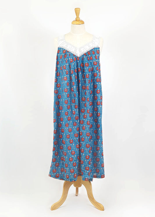 Arabella Teal Orange Flower V-Neck Nightie