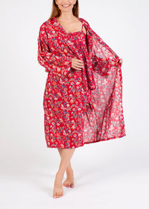 Arabella Dressing Gown Red Floral