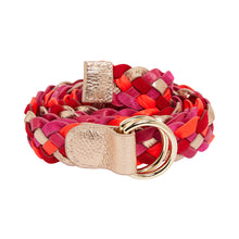 Load image into Gallery viewer, Rose Gold, Pink &amp; Red Multi Plaited Belt