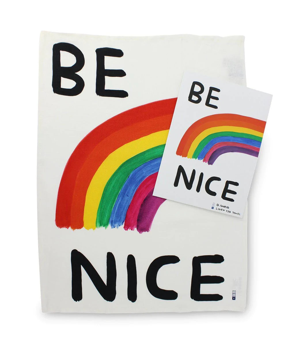 Be Nice Tea Towel x David Shrigley